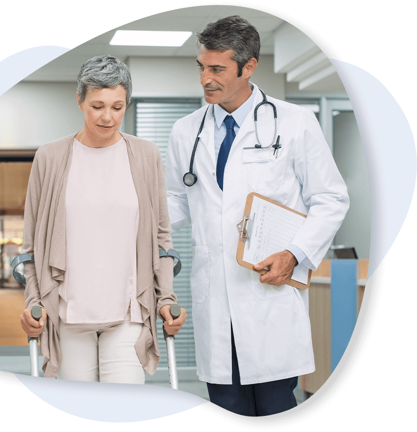 orthopedic doctor talking to woman