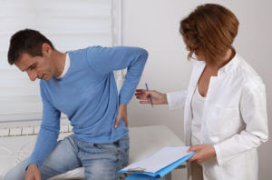 Patient getting treatment in orthopedic clinic