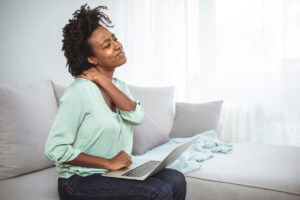 Lady suffer with cervical pain
